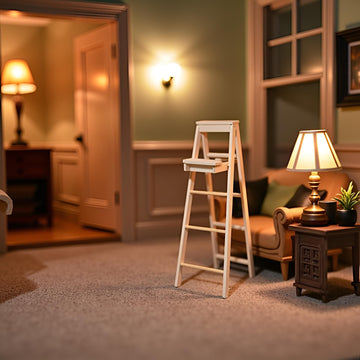 1/12 Miniature Step Ladder Dollhouse Furniture Accessories Lightweight Dollhouse Decor
