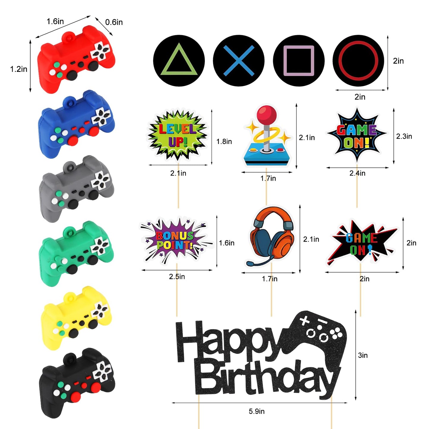 17 Pcs Video Game Cake Topper Decoration for Birthday Party Supplies