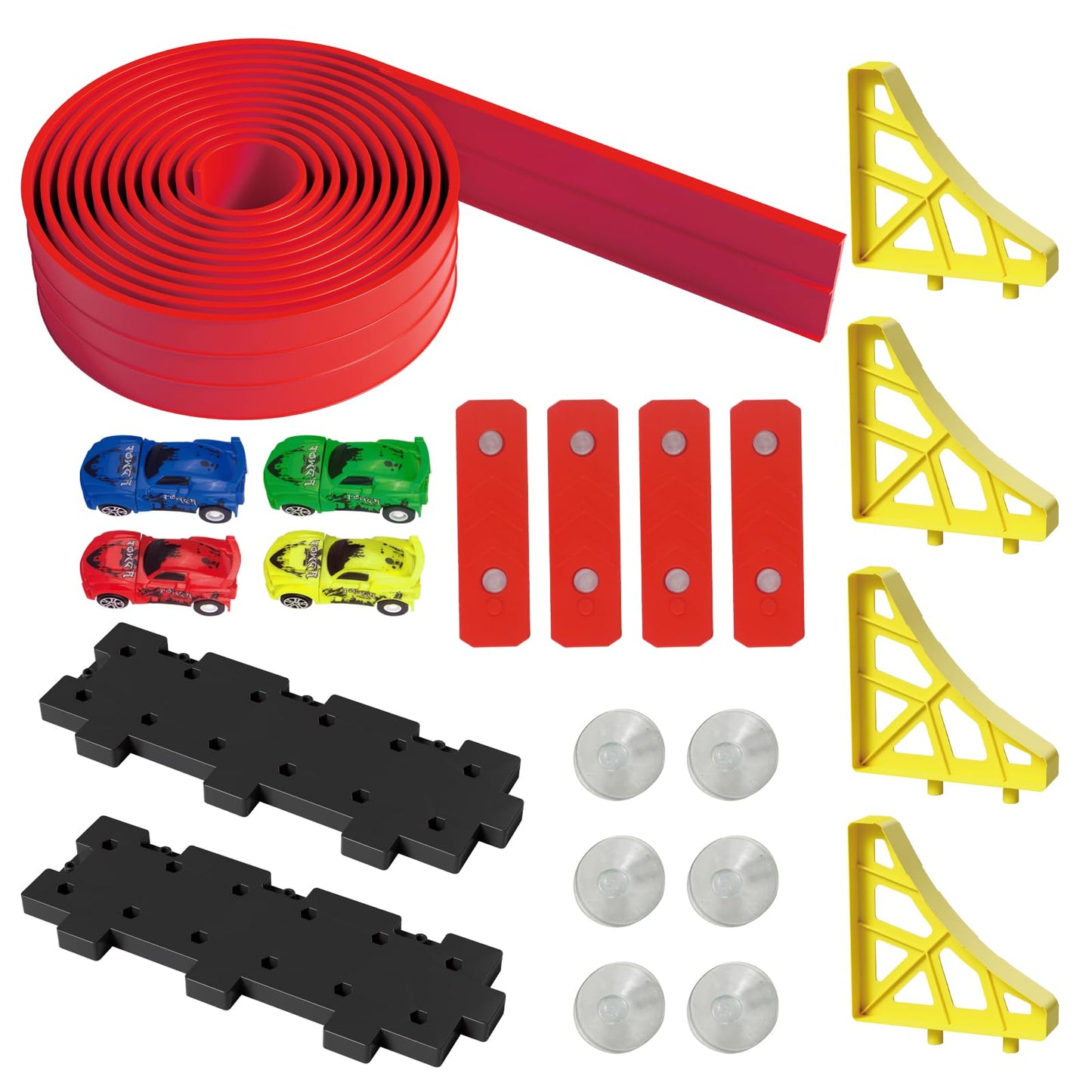 20ft Build Anywhere Portable Race Track with Suction Cups - Flexible Roll-Up Design Fits 1/64 Scale Cars, Portable Toy Gift for Kids 4+ Year Old