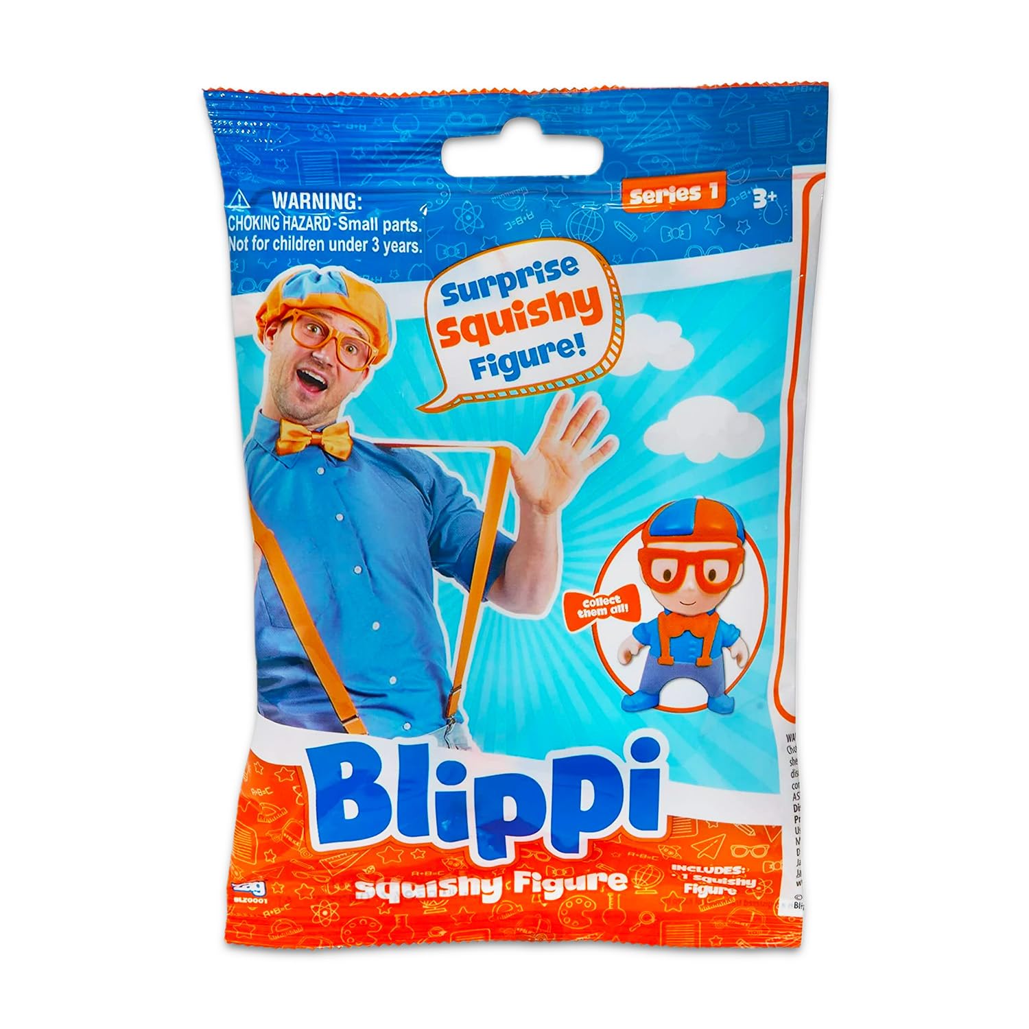 Blippi Bath Toys Blind Bag Figures Set -- 6 Pack Bundle With Bath Squirter Figures Plus Stickers | Mystery Toy Party Favors for Kids
