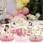24Pcs Baptism Decorations for Girls, Pink Floral Baptism Centerpieces for Tables, Baptism Decor Honeycomb Centerpiece Double Sided Table Toppers