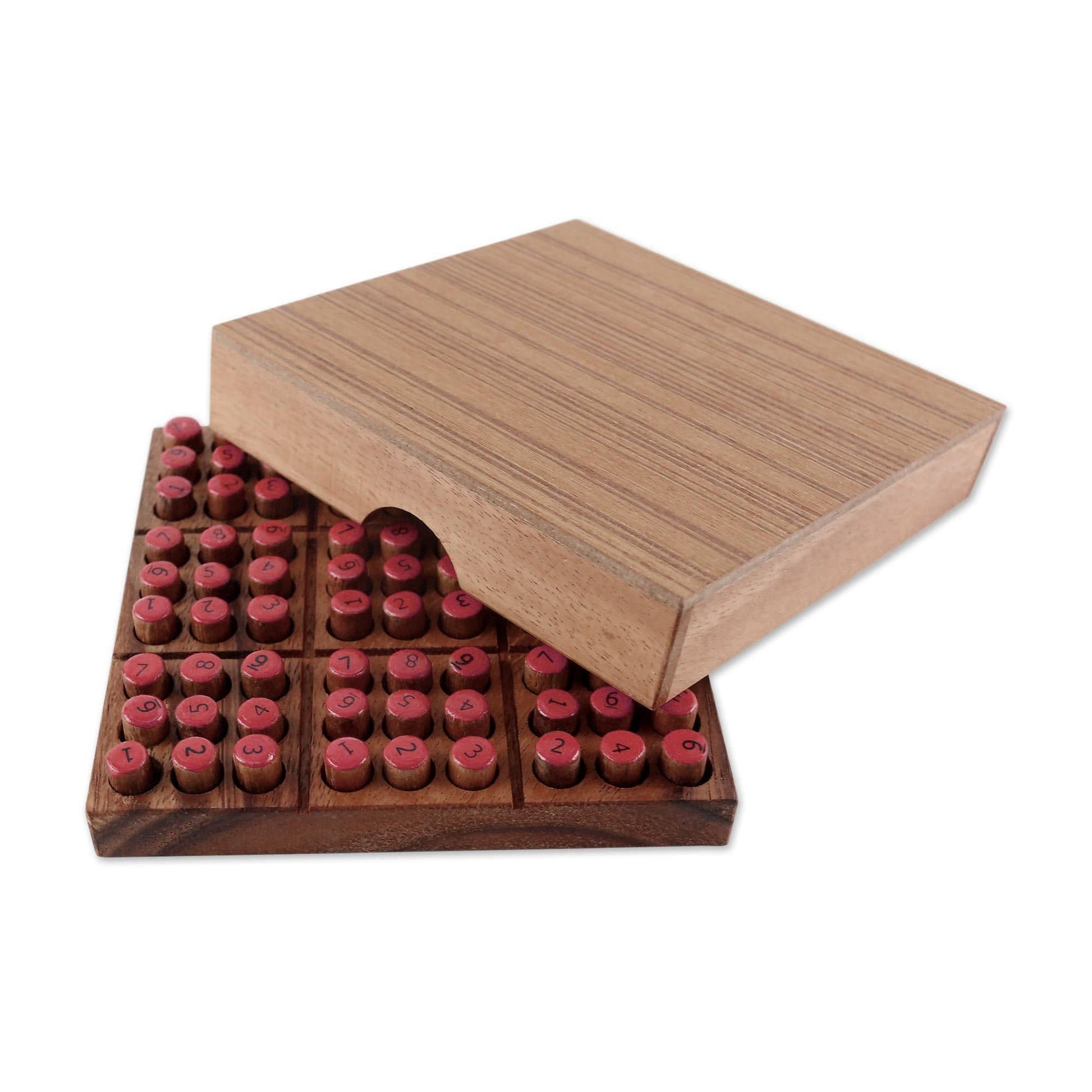 NOVICA Brown Orange Handmade Raintree Wood Sudoku Puzzle Game