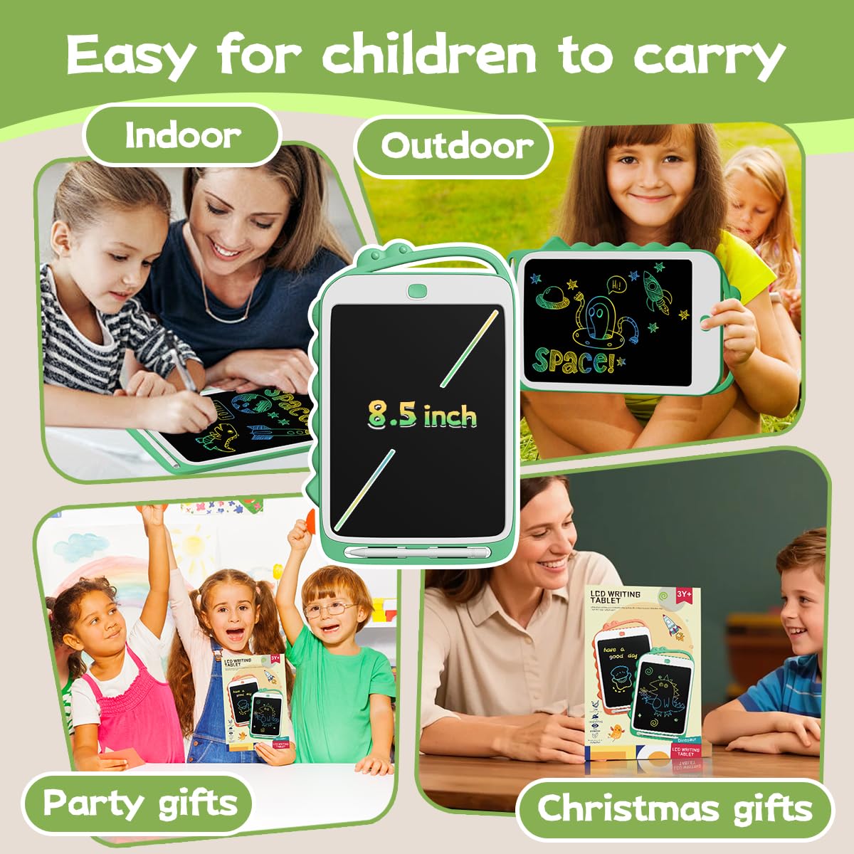 DPEDUAI LCD Writing Tablet for Kids, 8.5 Inch Colorful Doodle Board Drawing Pad, Erasable Reusable Educational Toddler Toys for 3 4 5 6 Year Old Boys