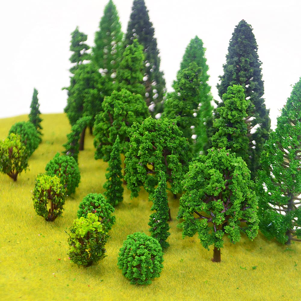 MOMOONNON 25pcs Model Trees Train Scenery Mixed Miniature Trees Artificial Wargame Fake Tree Model Railroad Diorama Supplies Scenery Landscape