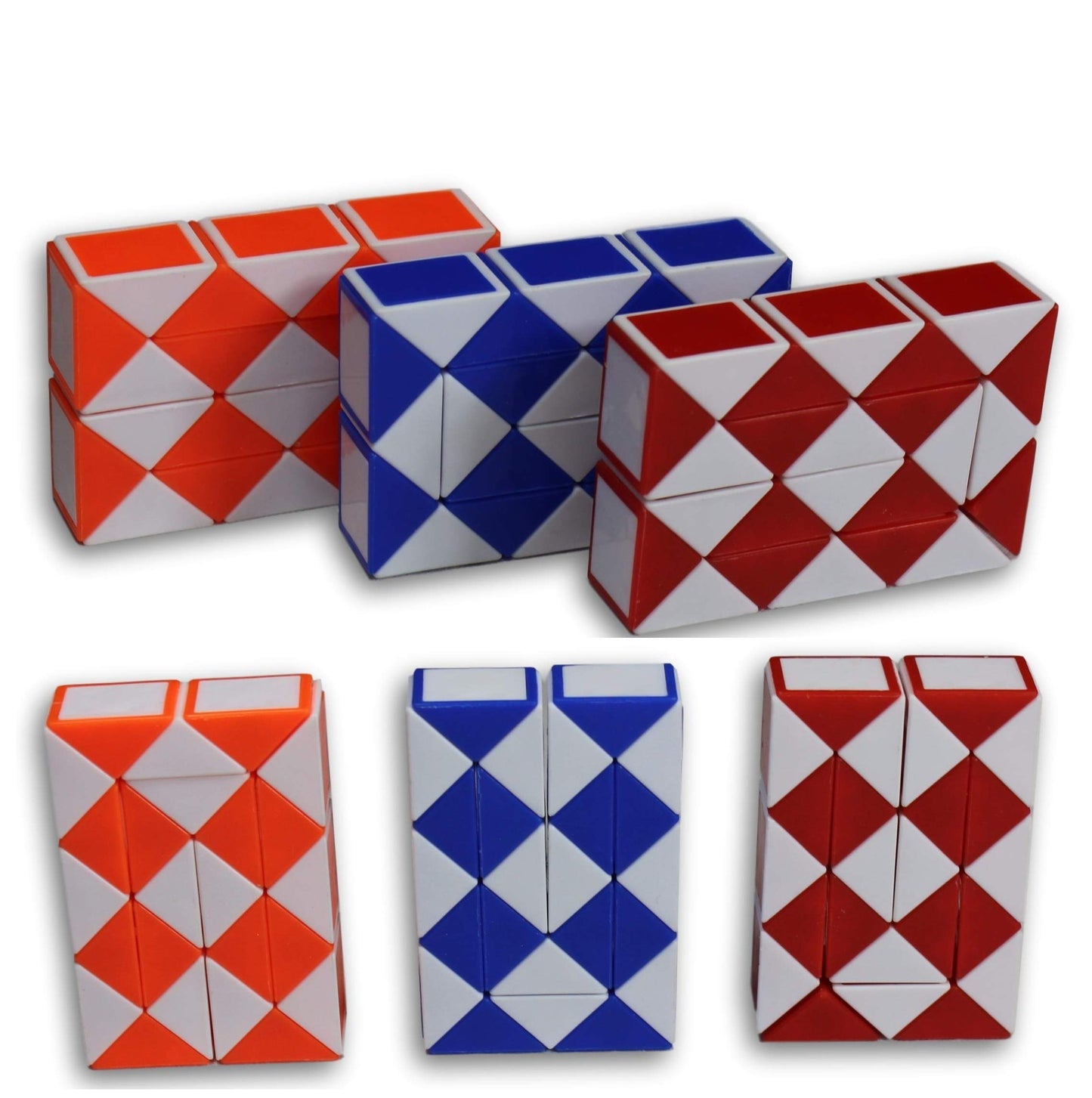 Speed Cube Magic Snake Ruler Twist Puzzle 24 Wedges Twist Toys 6 Pack! (6 Pack Small)