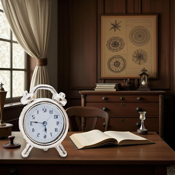 1/12 Scale Miniature Alarm Clock - Silver Tiny Dollhouse Decor for Realistic Model Displays, Diorama Props and Mini Collectible Room Accessories