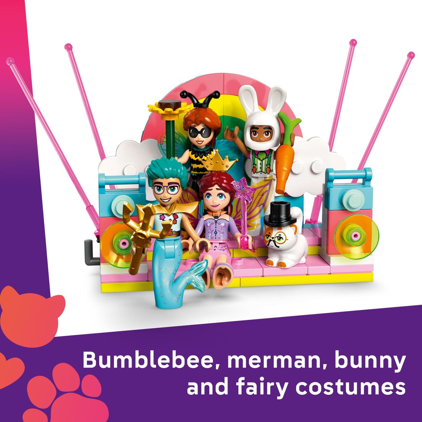 LEGO Friends Costume Party with Unicorn & Fairy Pretend Play Building Toy - Interactive Storytelling Playset with Cat and Unicorn Toys - Creative