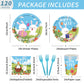MYFEST 120pcs Easter Plates and Napkins Tableware Set, Happy Easter Disposable Plates Napkins Forks and Cups for Bunny Party Decorations and Supplies