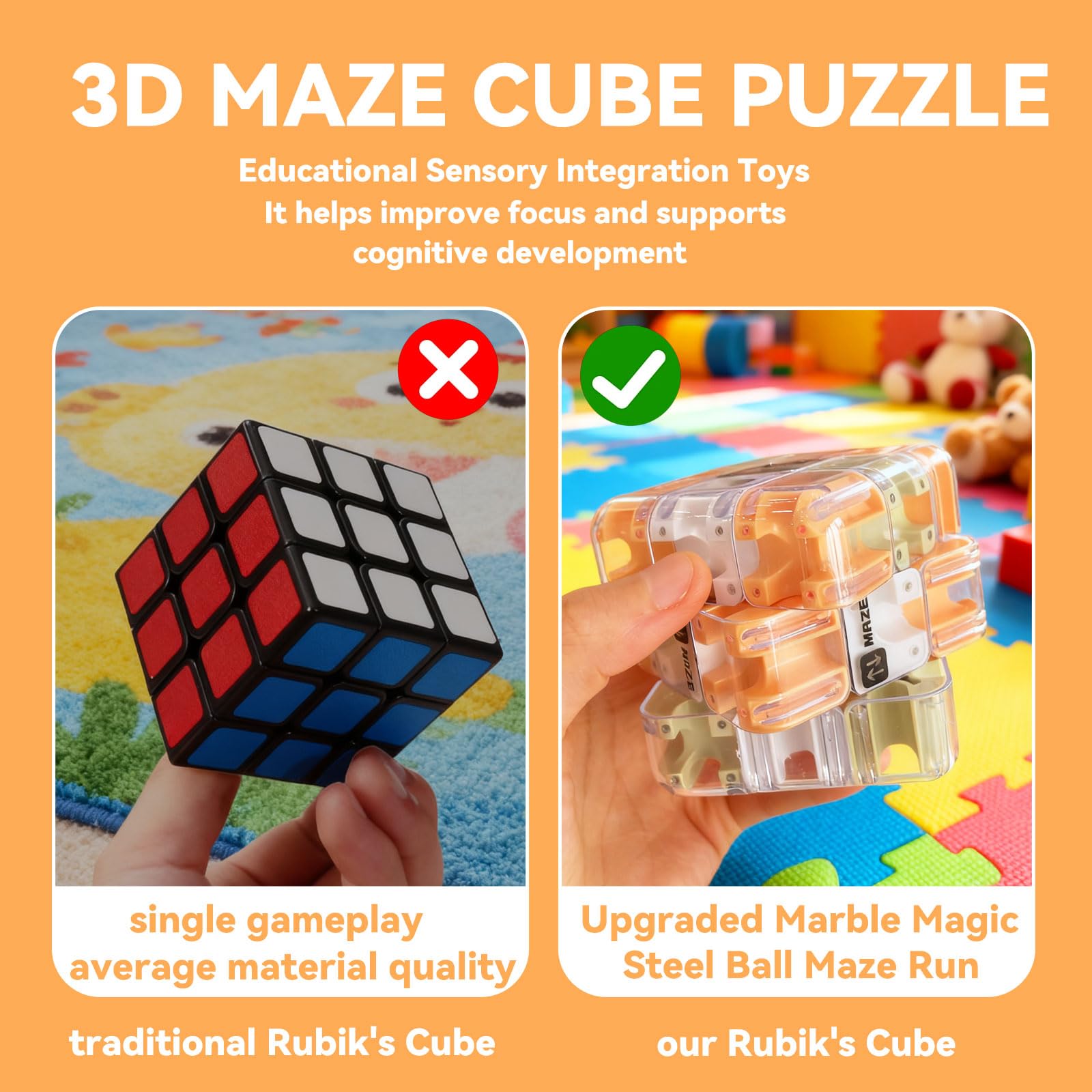 Labyrinth 3D Puzzles Maze Cube Spatial Awareness Brain Training Educational Focus Game Gift for Adults Teens