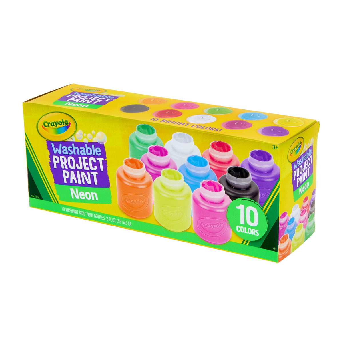 Crayola Washable Kids Project Paint - Neon (2oz), Arts & Crafts Supplies for Kids, Preschool & Kindergarten, Gifts, Ages 3+