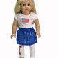 American Fashion World USA American Flag Outfit for 18-Inch Dolls | 5 Piece Set | Premium Quality & Trendy Design | Dolls Clothes | Outfit Fashions