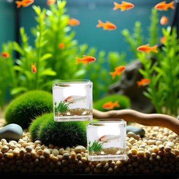 2Pcs White Goldfish Charm of A Mini Tank with This 1:12 Scale Miniature Accessory Square Fish Tank Realistic Glass Decor for Dollhouse Display
