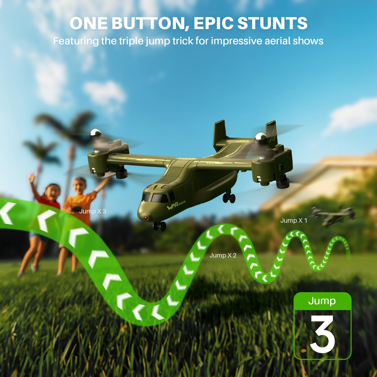 SYMA X550 RC Plane, 4CH Tiltrotor for Kids & Beginners, Stunt Flight