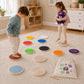 ComfyBumpy Wooden Stepping Stones for Kids | Set of 13 Montessori Stepping Stones for Toddlers - Double-Sided Stepping Stone Kit with Colors, Engraved