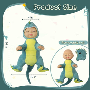 YOYOExment Dinosaur Toys,14 inch Plush Baby Doll,Interactive Singing Lifelike Newborn Doll,Soft Plush Dinosaur Toy Removable hat,Plush Animal Toys