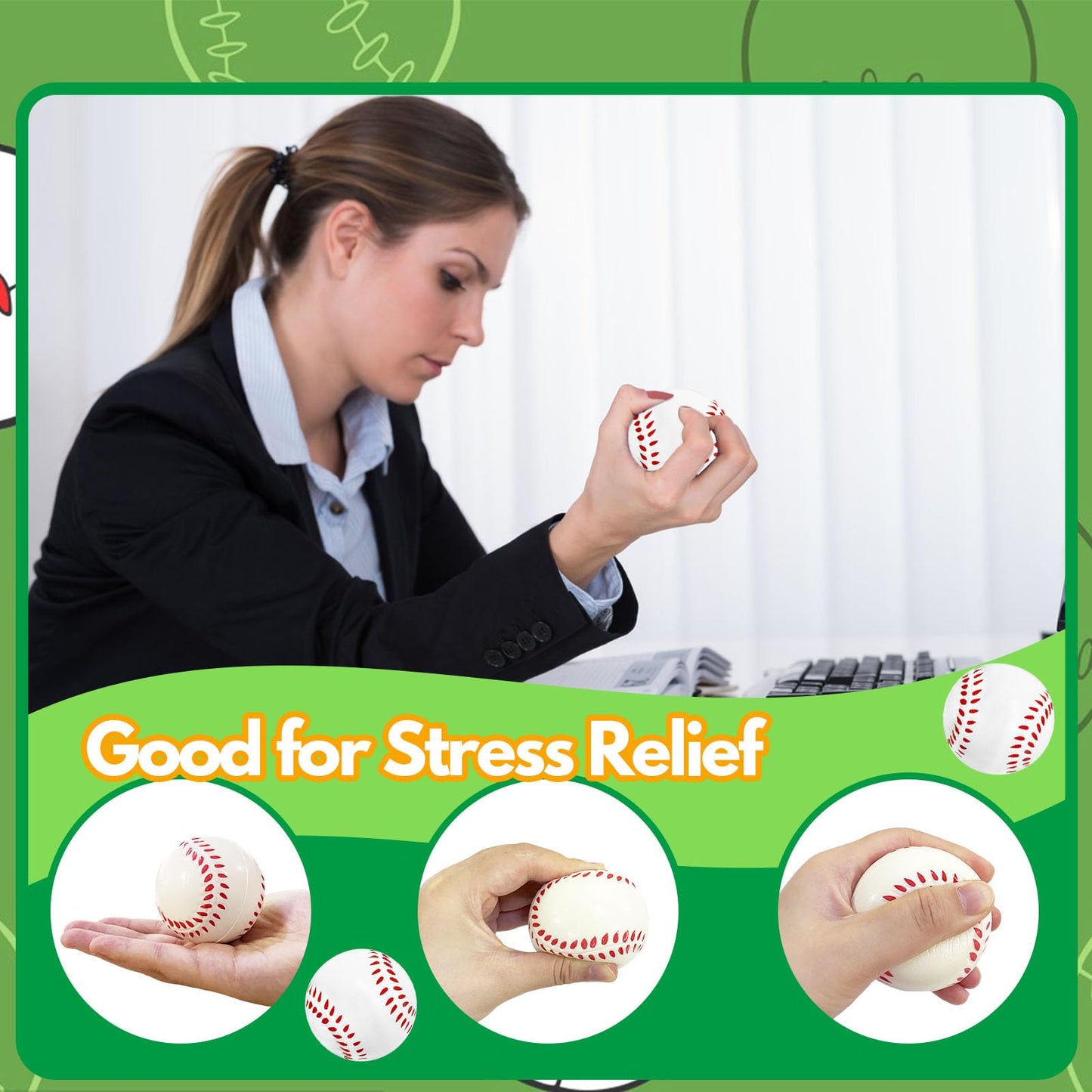 30 Pack Baseball Stress Balls,2.5 Inch Soft Foam Baseballs,Sports Squeeze Balls Toys for Kids,School Carnival Reward,Sports Theme Party