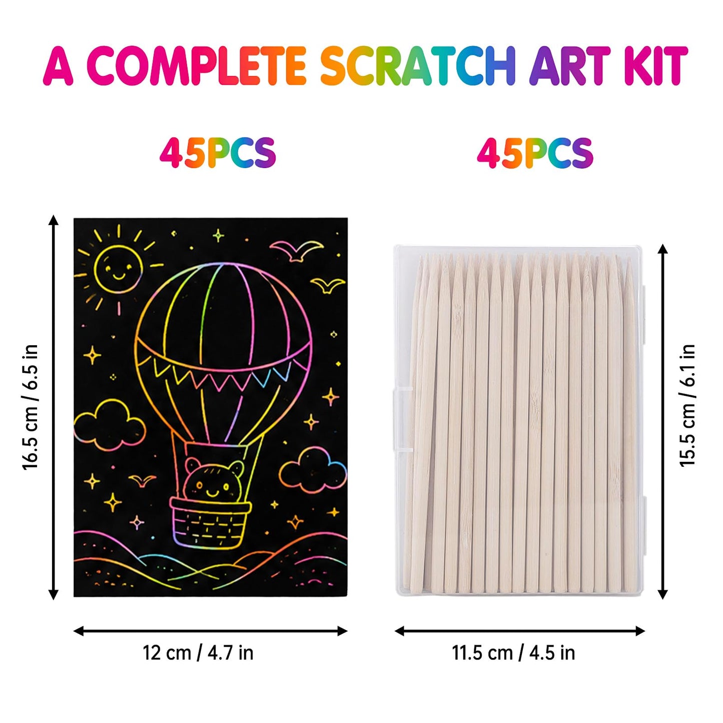 Minyaluck Rainbow Scratch Art Paper Kit-90 Pcs 6.5"x4.7"Double-Sided Black & White Magic Scratch Off Art Craft Supplies Kits