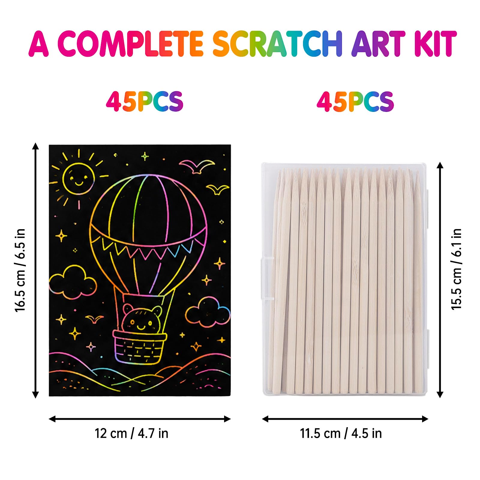 Minyaluck Rainbow Scratch Art Paper Kit-90 Pcs 6.5"x4.7"Double-Sided Black & White Magic Scratch Off Art Craft Supplies Kits