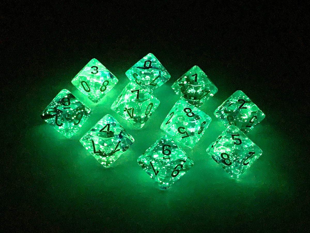 Chessex d10 Dice Set: Nebula Luminary - Oceanic w/Gold (10)