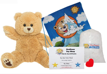 Stuffems Toy Shop Make Your Own Stuffed Animal 16" "Furry Brown Bear - No Sew - Kit with Cute Backpack!