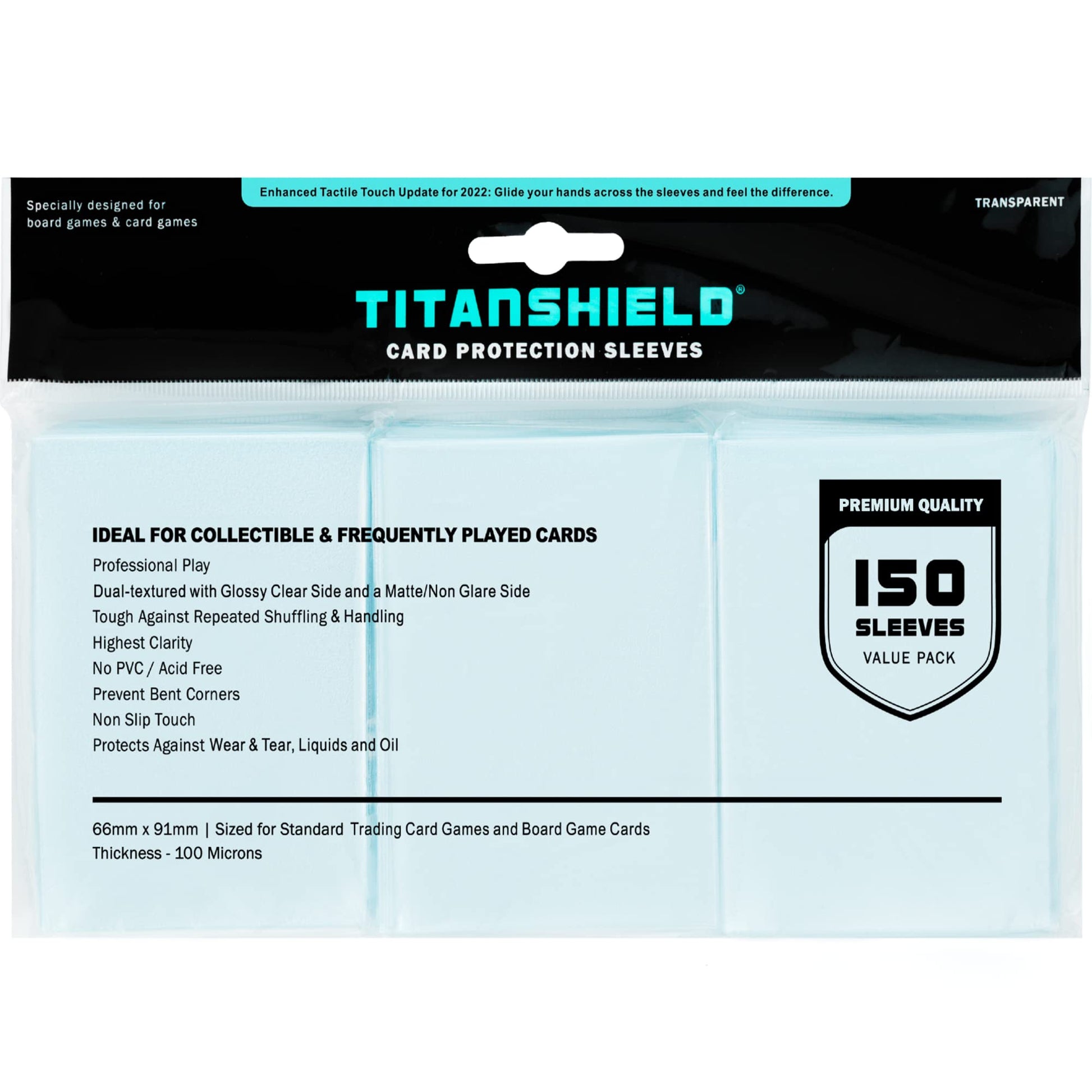 TitanShield Premium Card Sleeves | Compatible with Pokemon, One Piece, Lorcana, Flesh & Blood, & Magic The Gathering MTG | (150 Sleeves - Standard)