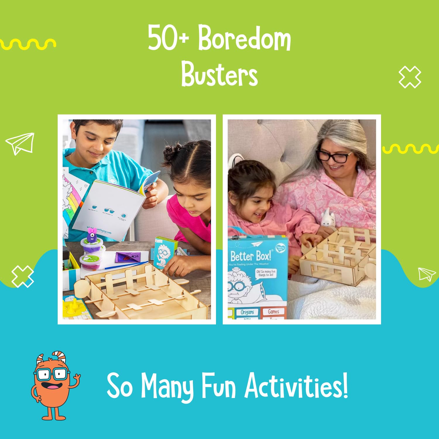 Open The Joy Feel Better Box - Get Well Soon Gifts for Kids, 50+ Fun Activities, Games & Toys - Kids Activity Gift Box with Crafts, Magic Tricks