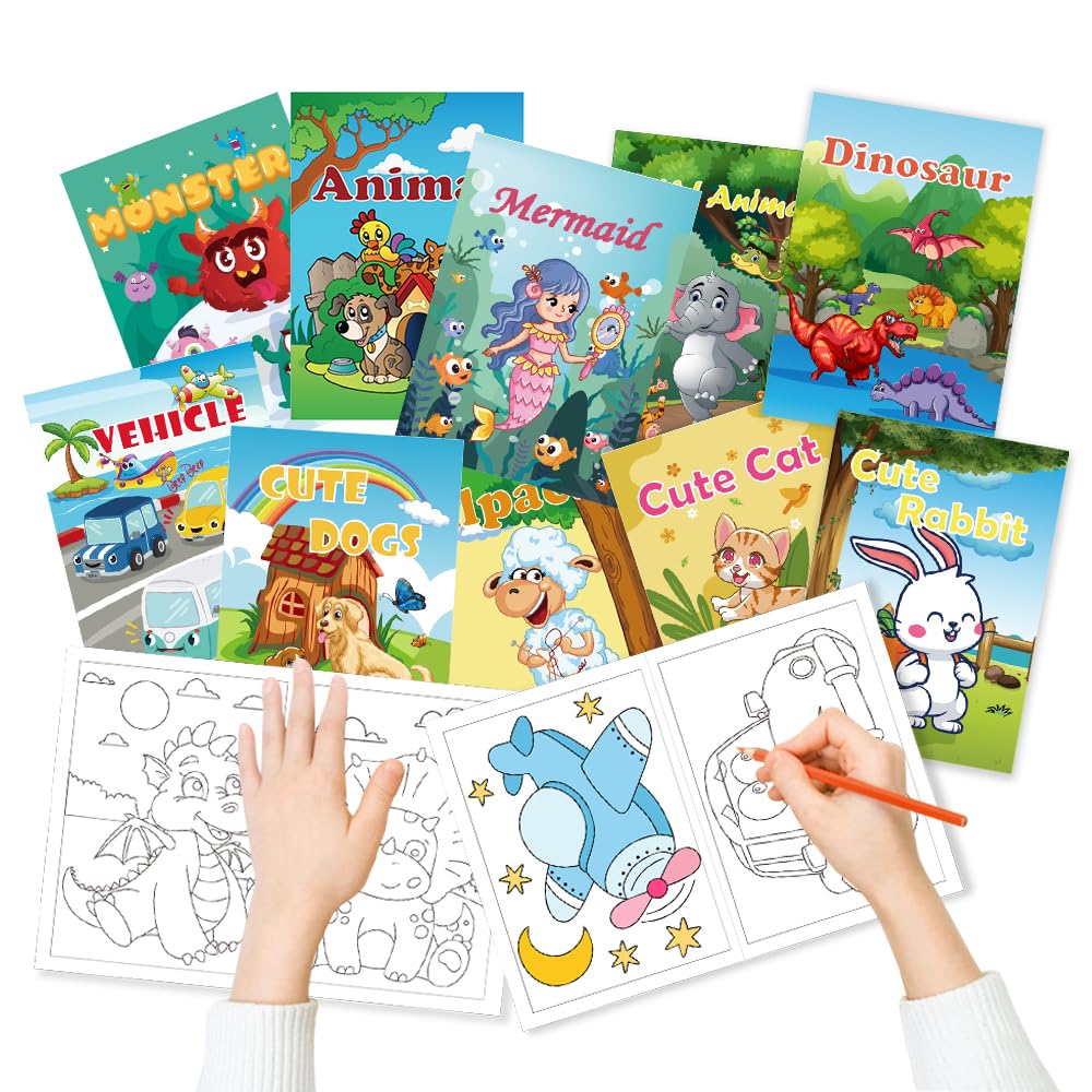 Aannanl 24 Mini Coloring Books Suitable for Kids Ages 2-4 and 4-8,Small Party Gifts,Bulk Birthday Gifts,Gift Bag fillers Include