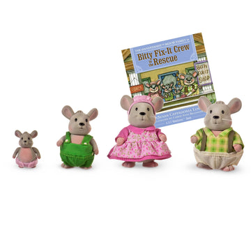 Li'l Woodzeez Handydandy Mice Family Set, 4 Figures and Storybook, Playsets