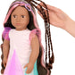 Our Generation - 18-inch Hair Grow Doll - Lifelike Brown Eyes & Ultra-Long Rainbow Hair - Extendable Braid & Styling Accessories - Pretend Play