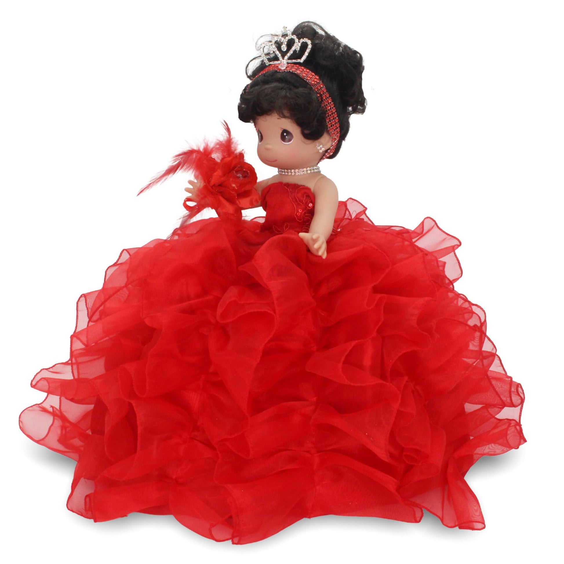 Kinnex Collections by Amanda 17" Quinceañera Centerpiece Doll - Ruffled Gown, Mis Quince Años Table Decoration & Keepsake ARC8421-14R (Red)