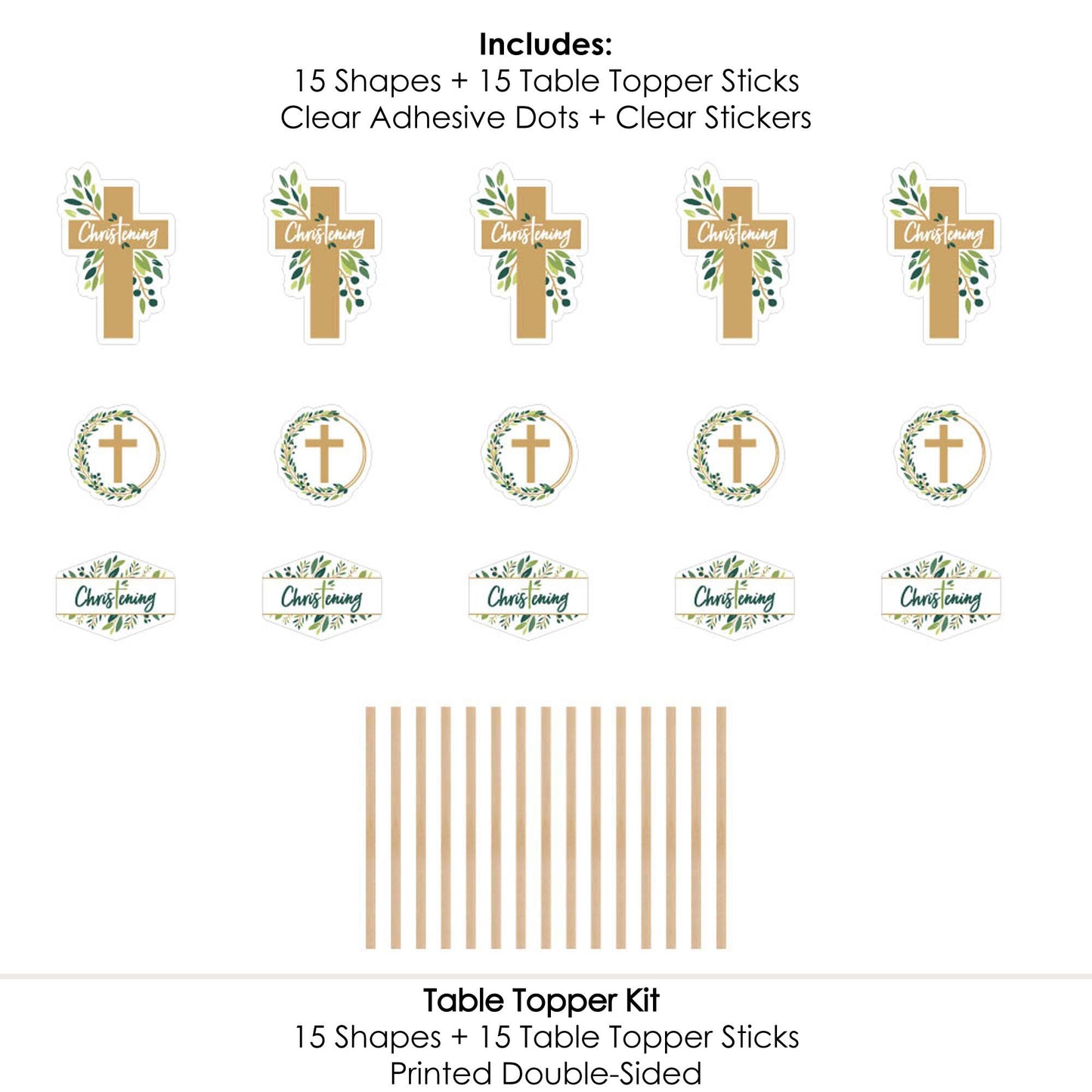 Big Dot of Happiness First Communion Elegant Cross - Religious Party Centerpiece Sticks - Table Toppers - Set of 15