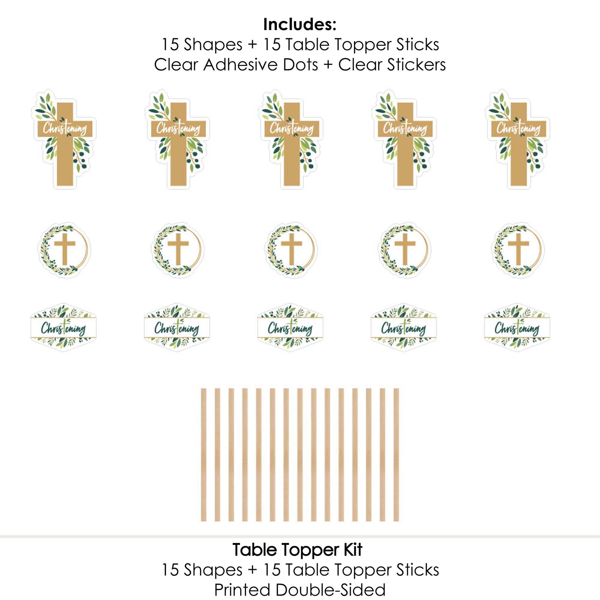 Big Dot of Happiness First Communion Elegant Cross - Religious Party Centerpiece Sticks - Table Toppers - Set of 15