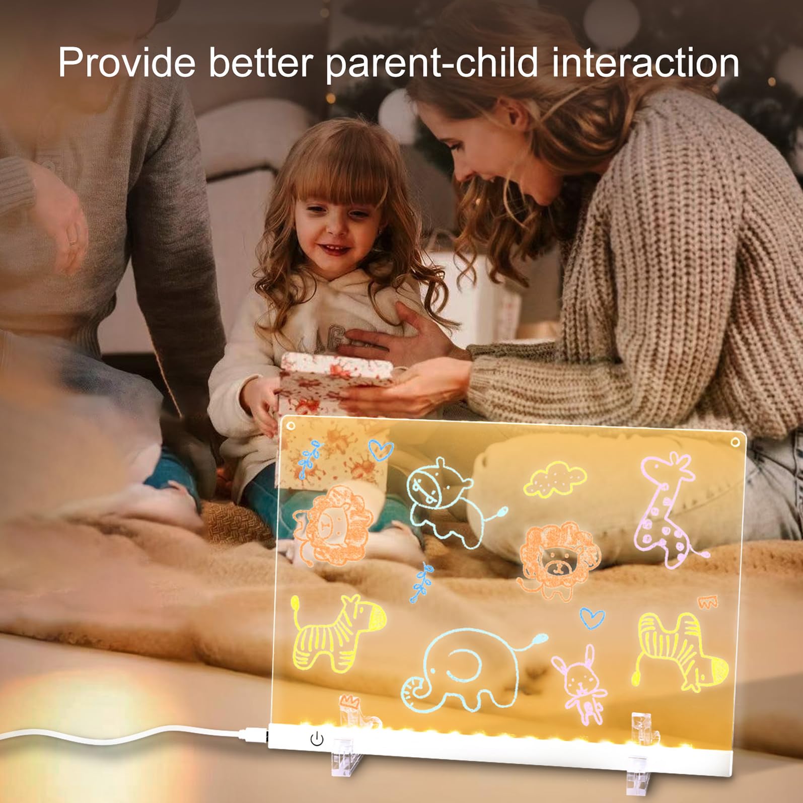 11.8"x8.5" Acrylic Dry Erase Board with Light, Light up Dry Erase Board Brightness Adjustable as Glow Memo LED Letter Message Note Board with Stand
