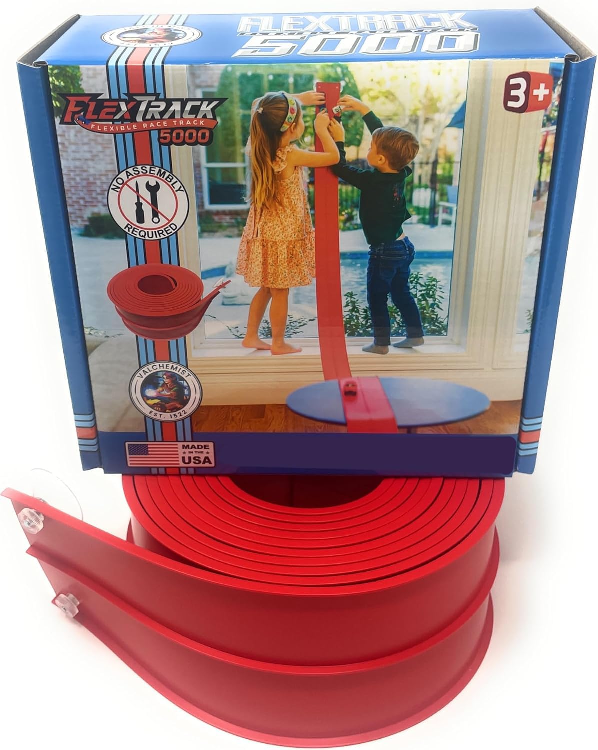 Valchemist FlexTrack 5000 Flexible Race Car Track for Kids Toy with Suction Cups Compatible with Hot Wheels and Diecast 1/64th Cars and More 15 Feet