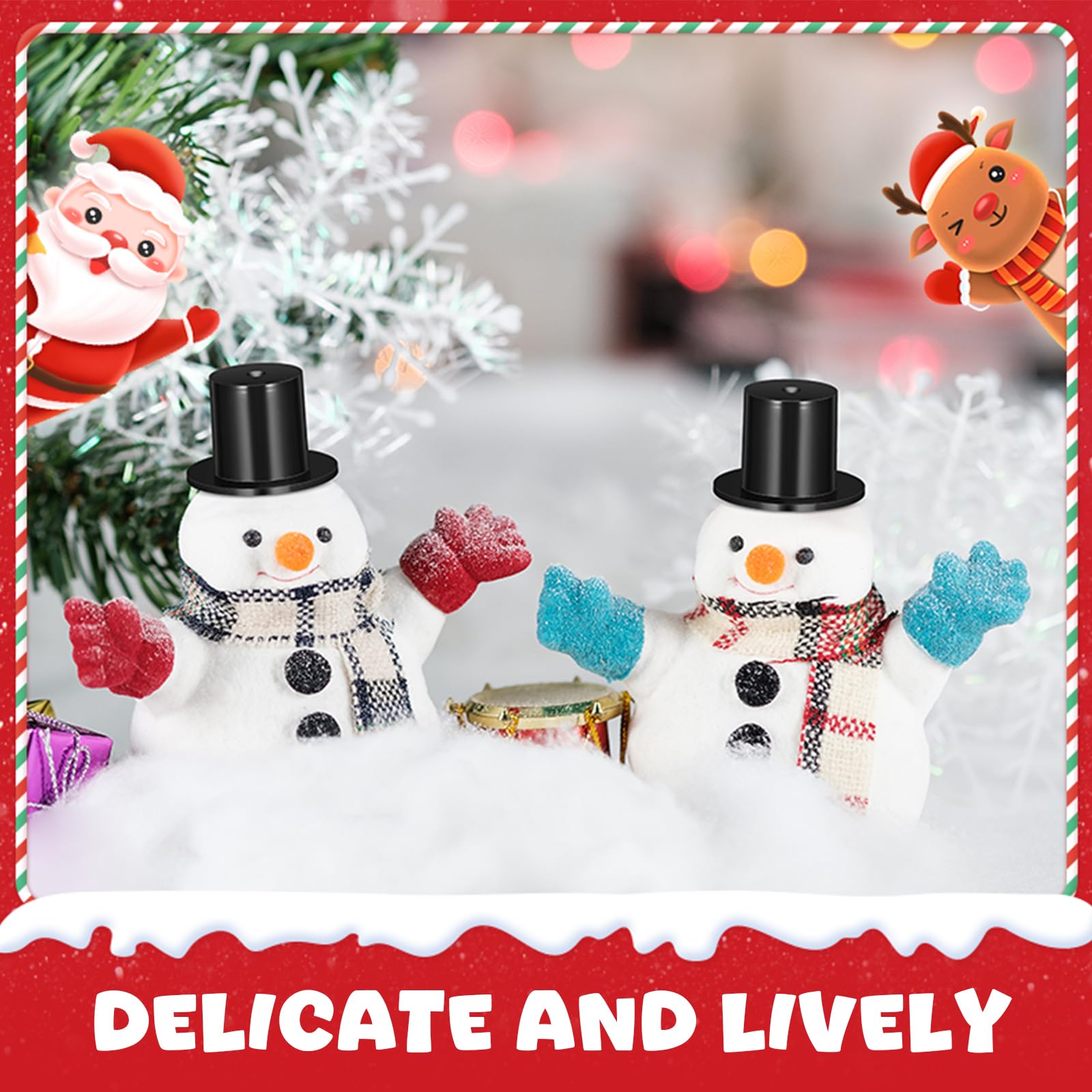 STOBOK 100Pcs Mini Black Top Hats: Plastic Small DIY Craft Magician Hats for Snowman Decorating, Christmas Party Supplies, Cupcake Toppers, Dollhouse