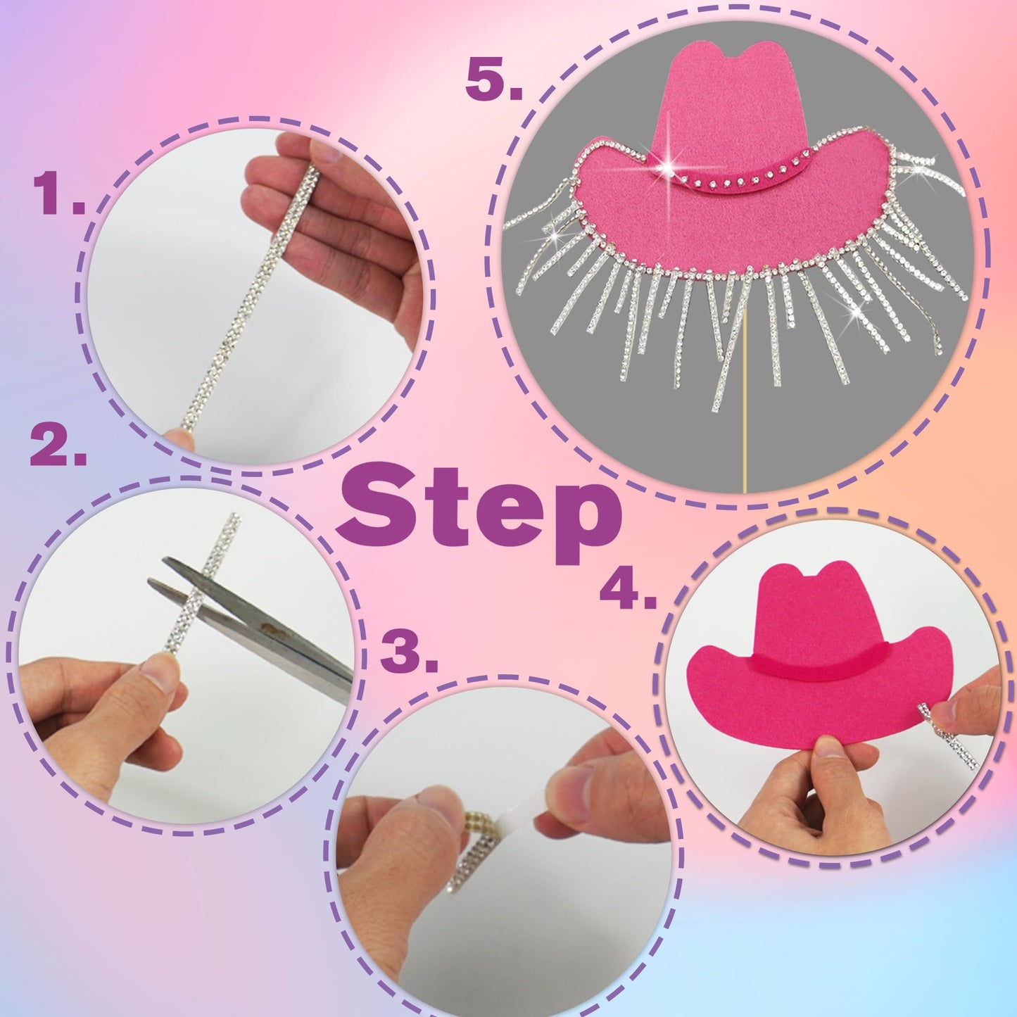 Cowgirl Cake Topper Hot Pink Cake Decoration Shiny Cowgirl Hat Disco Balls for Western Theme Cowgirl Birthday Supplies (01)