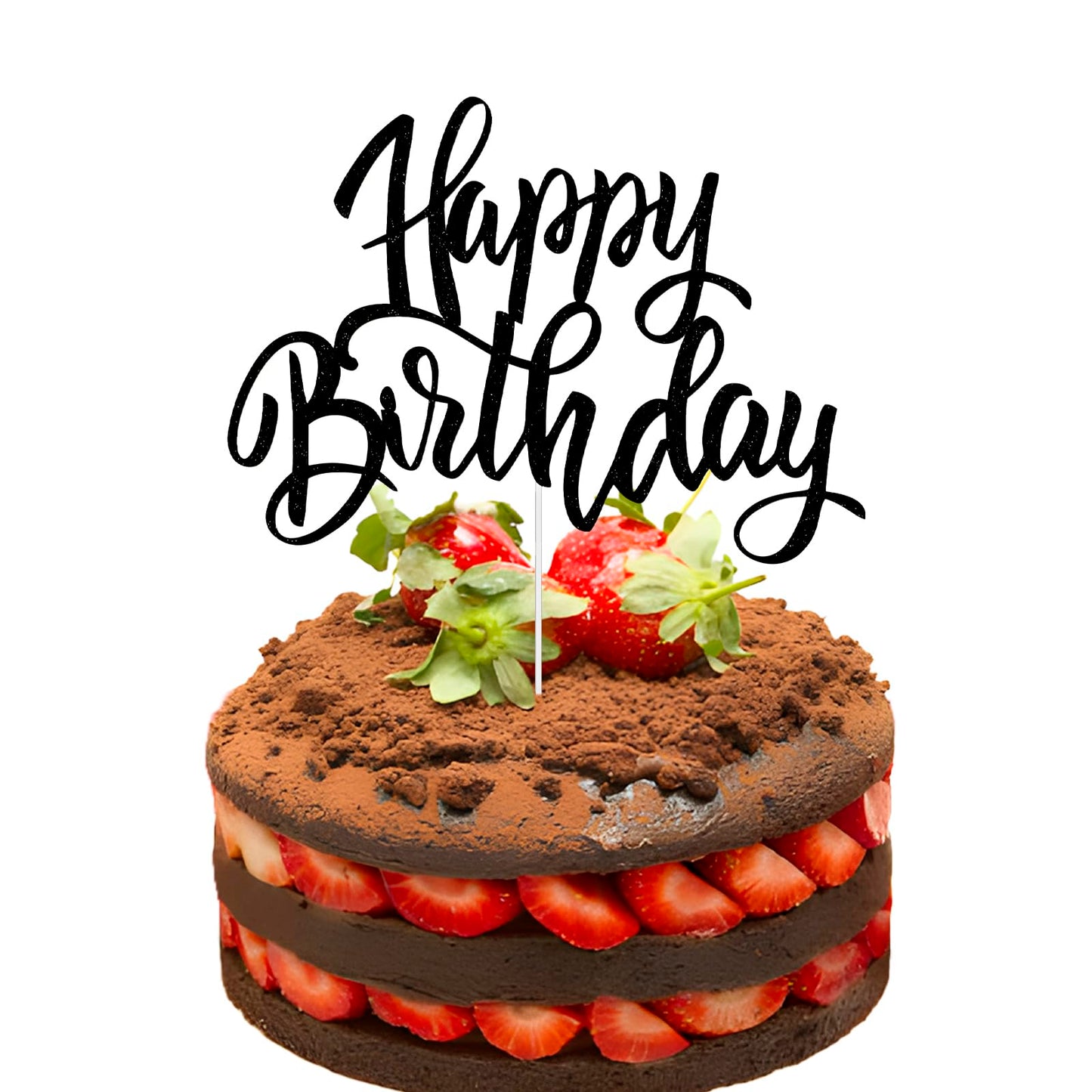 BIEUFBJI Black Happy Birthday Cake Topper Birthday Party Decorations Supplies