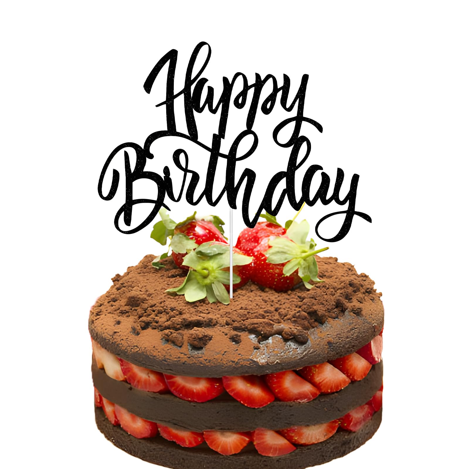 BIEUFBJI Black Happy Birthday Cake Topper Birthday Party Decorations Supplies