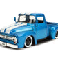 Jada Just Trucks 1:24 1956 Ford F-100 Die-cast Car Blue/White Stripes with Tire Rack, Toys for Kids and Adults