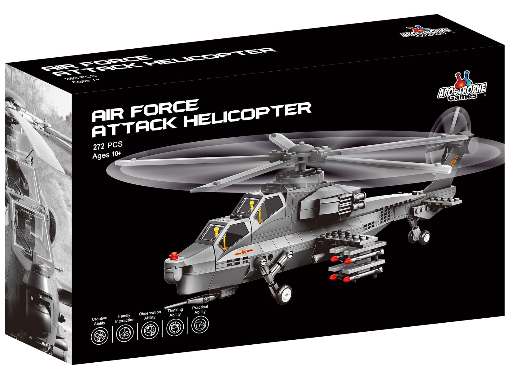Attack Helicopter Air Force Building Block Set - 283-Pcs Helicopter Building Toys Set - Building Block Plane Toy for Kids Older Than 10 and Adults