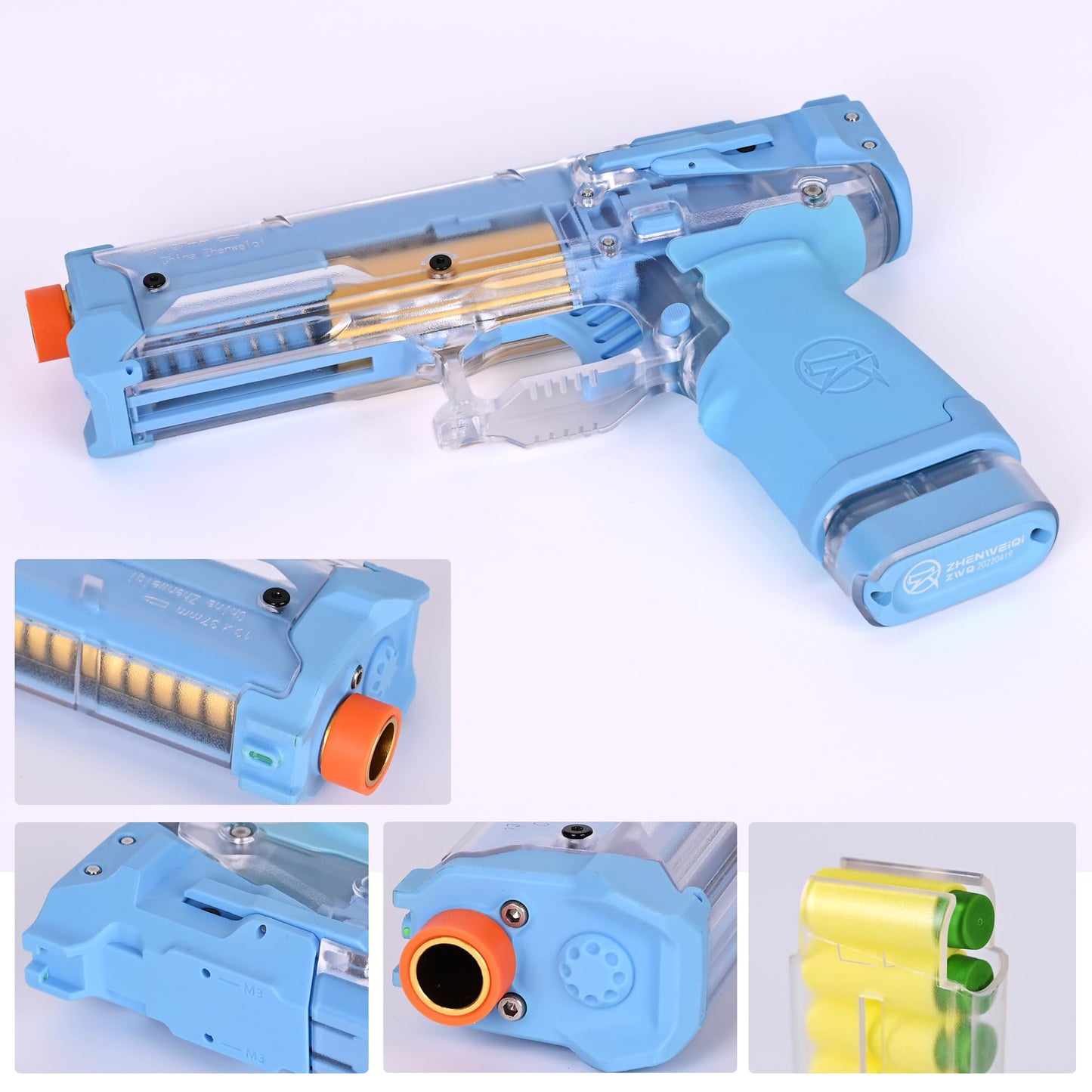 Zhenweiqi Fire Rat Blaster, ZWQ S200 Half Length Dart Pistol Long-Range High Precision Powerful Launcher 1.6mm Spring Ages 14+ (Blue)