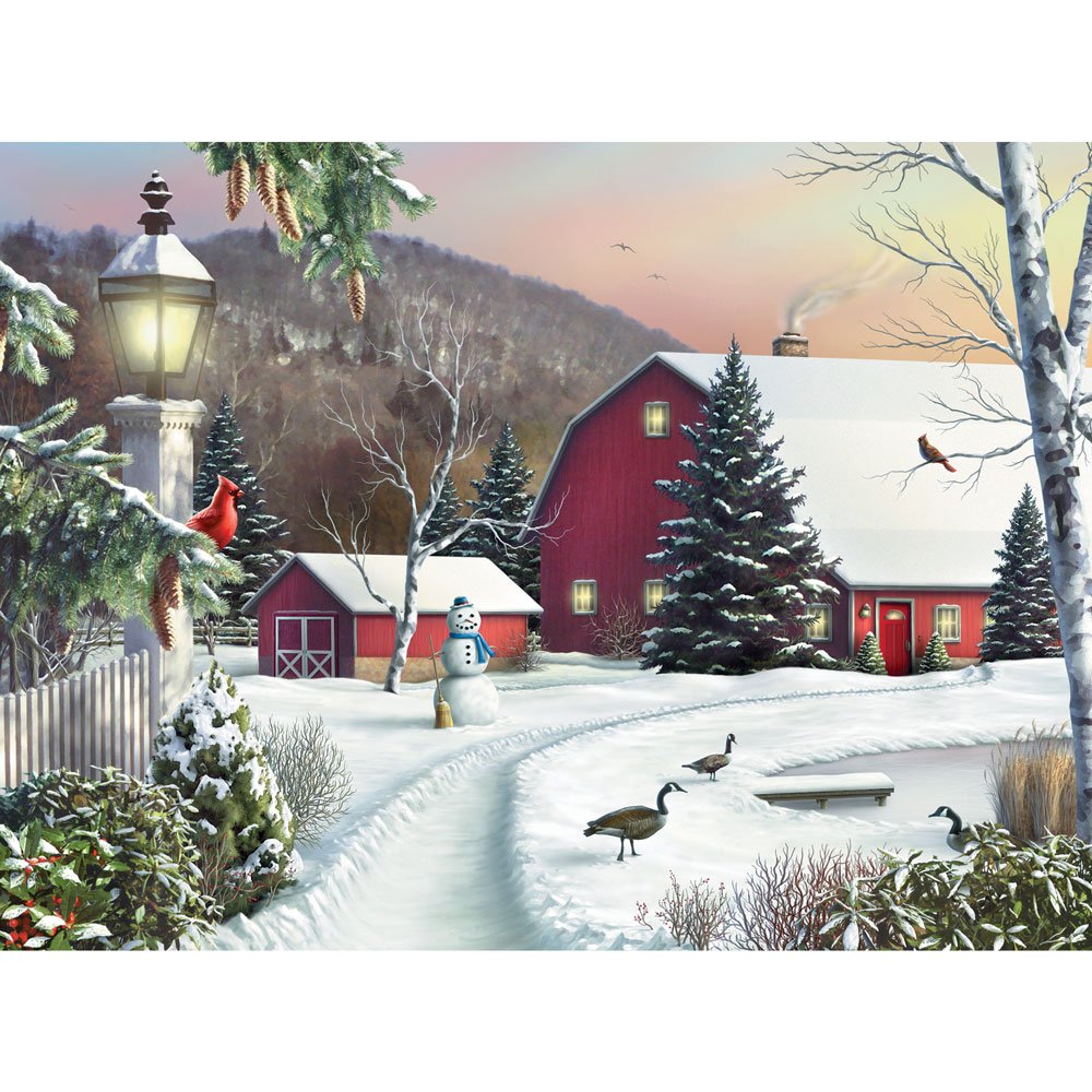 Bits and Pieces - Large 500 Piece Jigsaw Puzzle for Adults - ‘in The Still Light of Dawn’ Winter Jigsaw Puzzle by Artist Alan Giana, Completed Puzzle