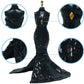 Gorgeous Handmade Doll Dress, Doll Clothes Evening Gown with Sequin Fashion Show, Wedding Party Outfits for 11.5 inch Dolls Accessories (Black)