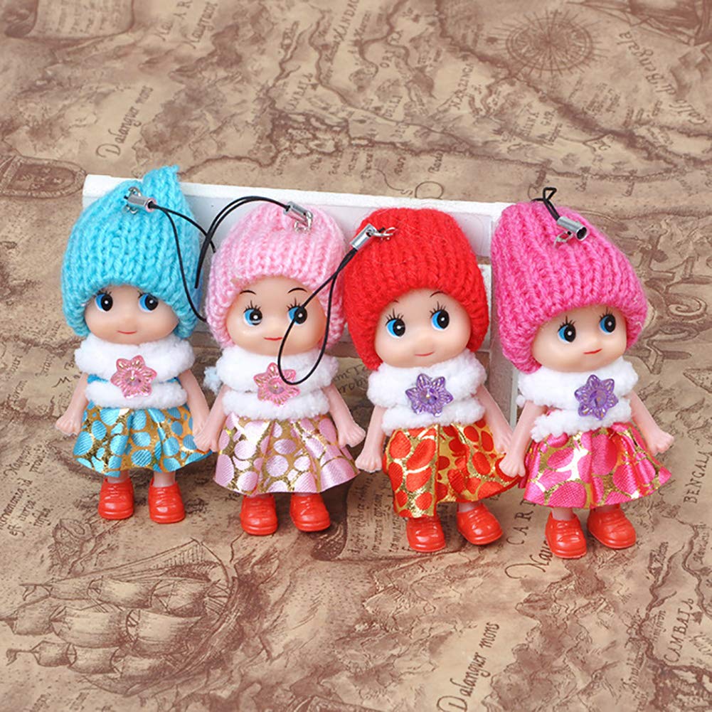 DOYIFUN 8 PCS Lovely Tiny Dolls Keychain, Silicone Princess Mini Doll for Girls, DIY Miniature Dollhouse Kit Decoration Little Dolls Christmas