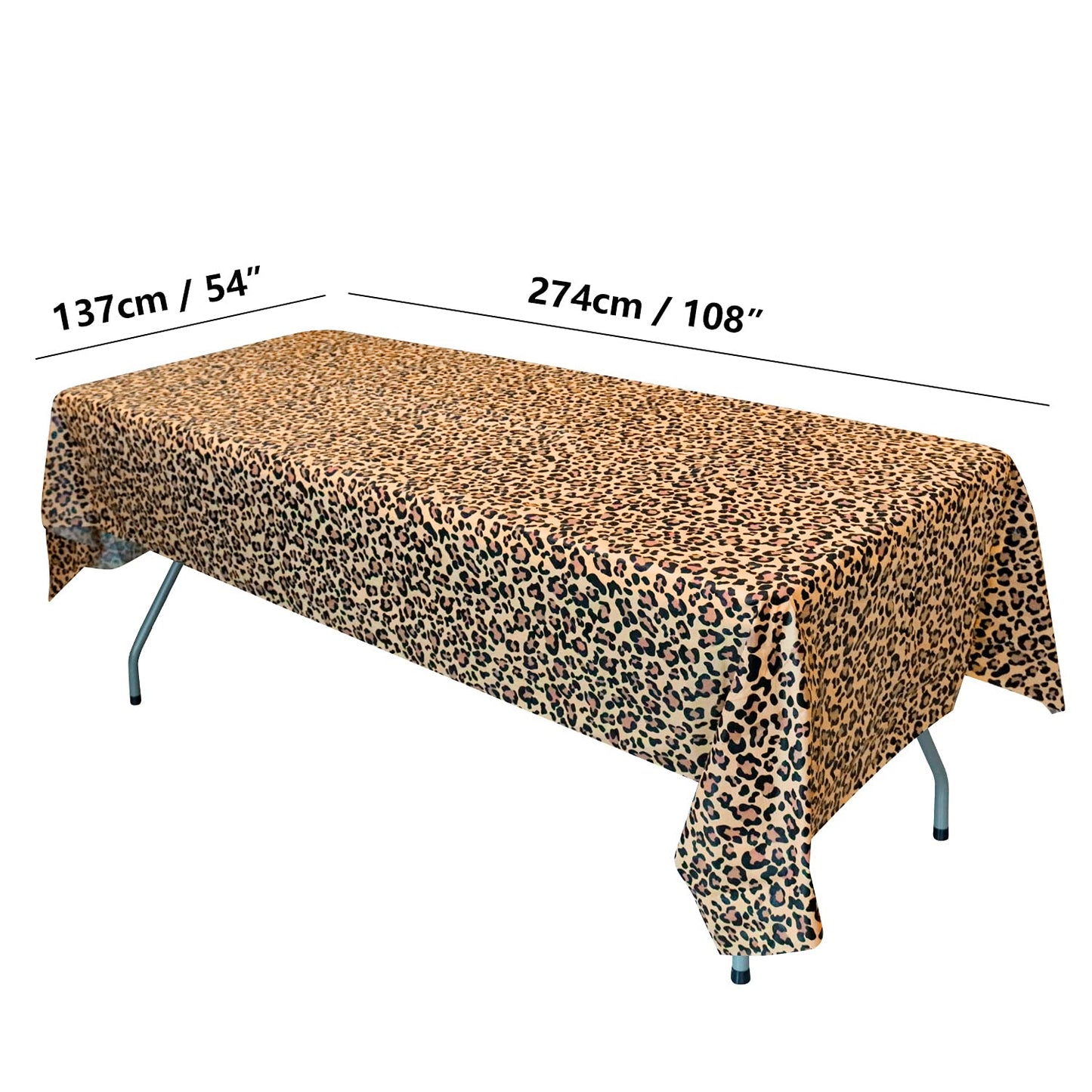 Hegbolke 5Pcs Leopard Table Covers - 54 x 108 Cheetah Print Tablecloth for Jungle Safari Animal Baby Shower Birthday Party Decorations Supplies