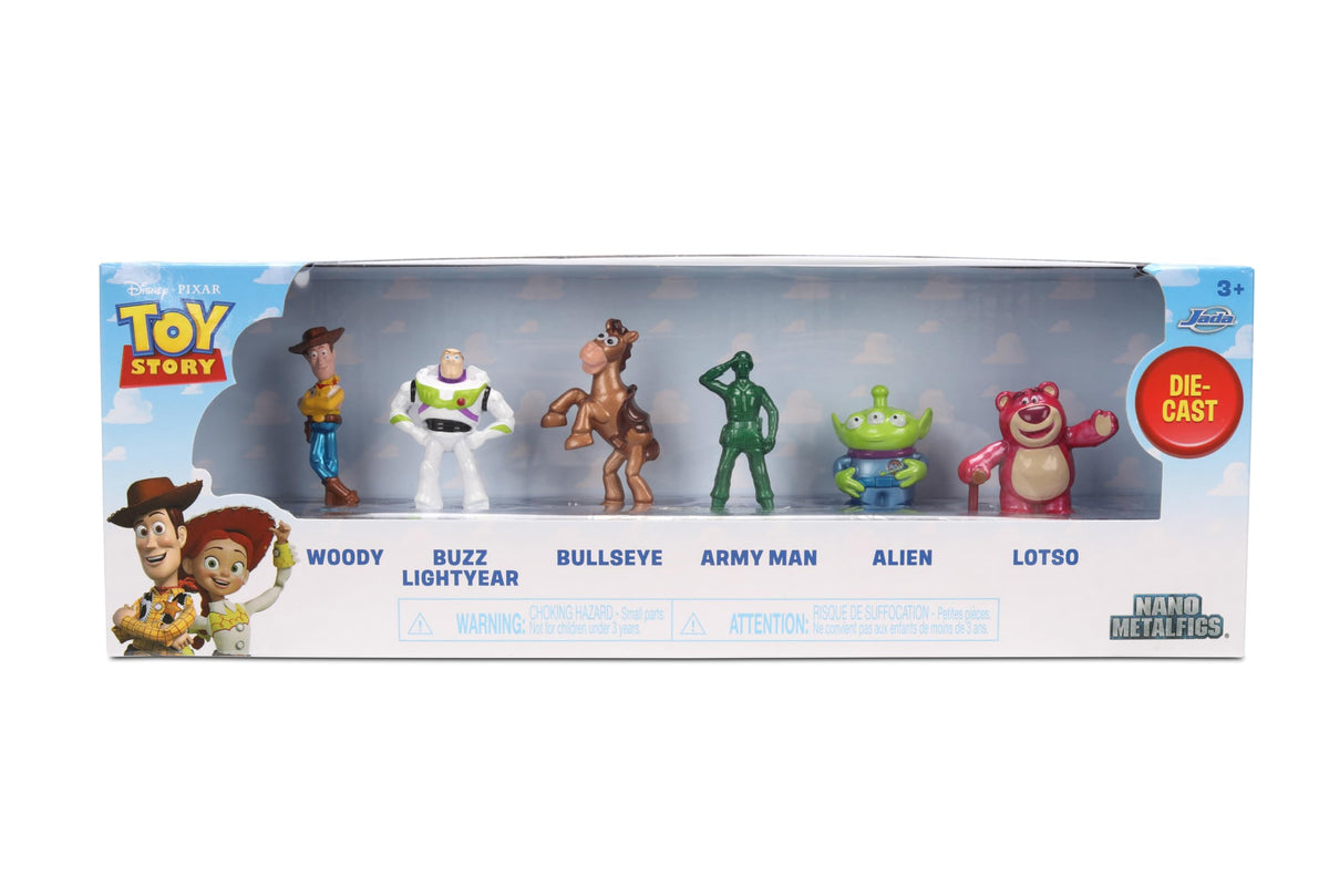 Jada Toy Story Nano Metalfigs 6-Pack Die-Cast Mini Figures 1.65-Inch Scale - Woody, Buzz, Bullseye, Army Man, Alien, Lotso Toys