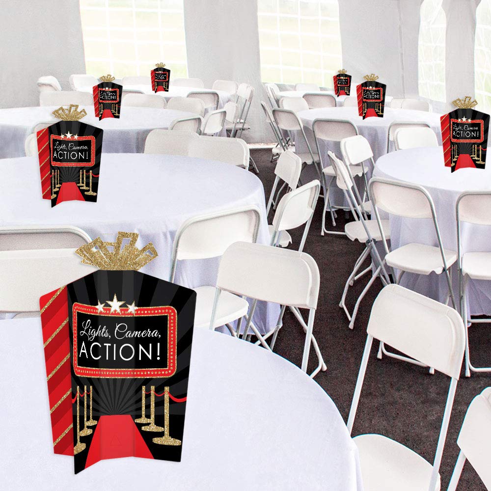 Big Dot of Happiness Red Carpet - Table Decorations - Movie Night Party Fold and Flare Centerpieces - 10 Count