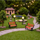 Miniature Park Bench Set 2-Pack - 1:12 Scale Brown Garden Seats with Realistic Detailing, Tiny Park Benches for Dollhouse and Fairy Garden