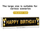 Happy Birthday Banner - 118"x20" Waterproof, Windproof & Tear-Resistant Polyester Sign for Men, Women, Boys & Girls, Black & Gold Indoor/Outdoor