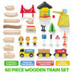 60PCS Wooden Train Set - Toy Magnetic Trains with Wooden Track Set for Kids Ages 3-8, Construction Crane Railway Set, Perfect Easter Birthday Gift